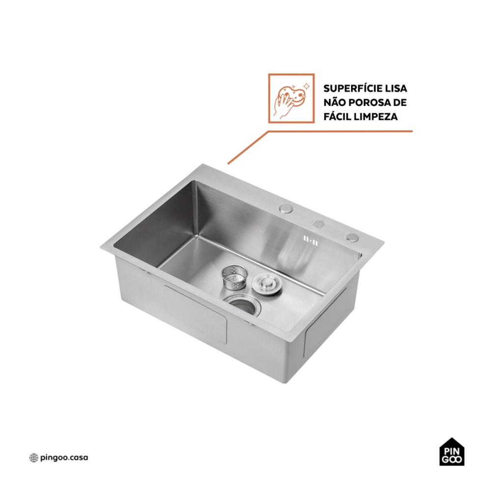 Cuba Gourmet para Cozinha Aço Inox 304 60x45cm Truká Prata
