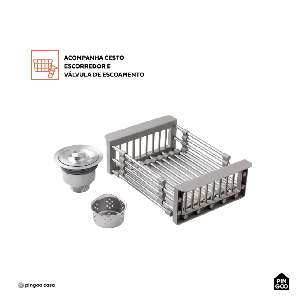 Cuba Gourmet para Cozinha Aço Inox 304 60x45cm Truká Prata