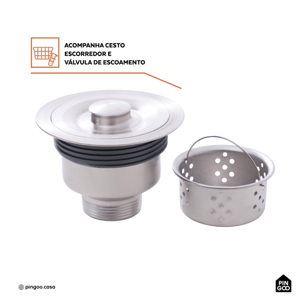 Cuba Gourmet para Cozinha Aço Inox 304 74x44cm Terena Prata