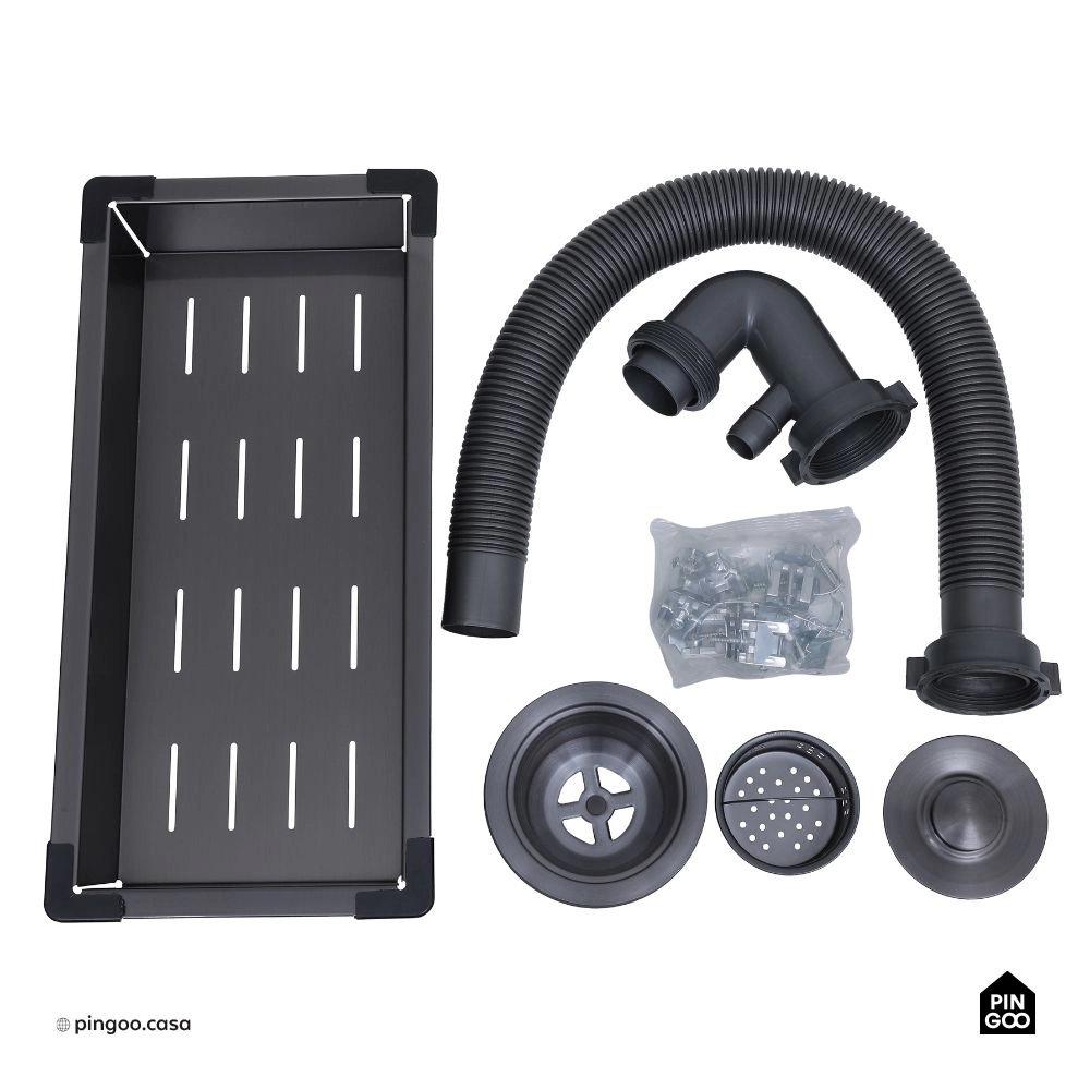 Cuba Gourmet para Cozinha Aço Inox 304 Texturizado 44x44cm Preto Terena