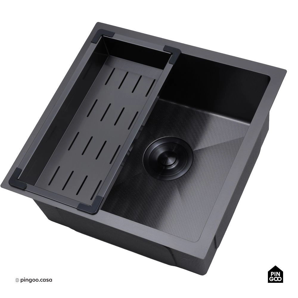 Cuba Gourmet para Cozinha Aço Inox 304 Texturizado 44x44cm Preto Terena