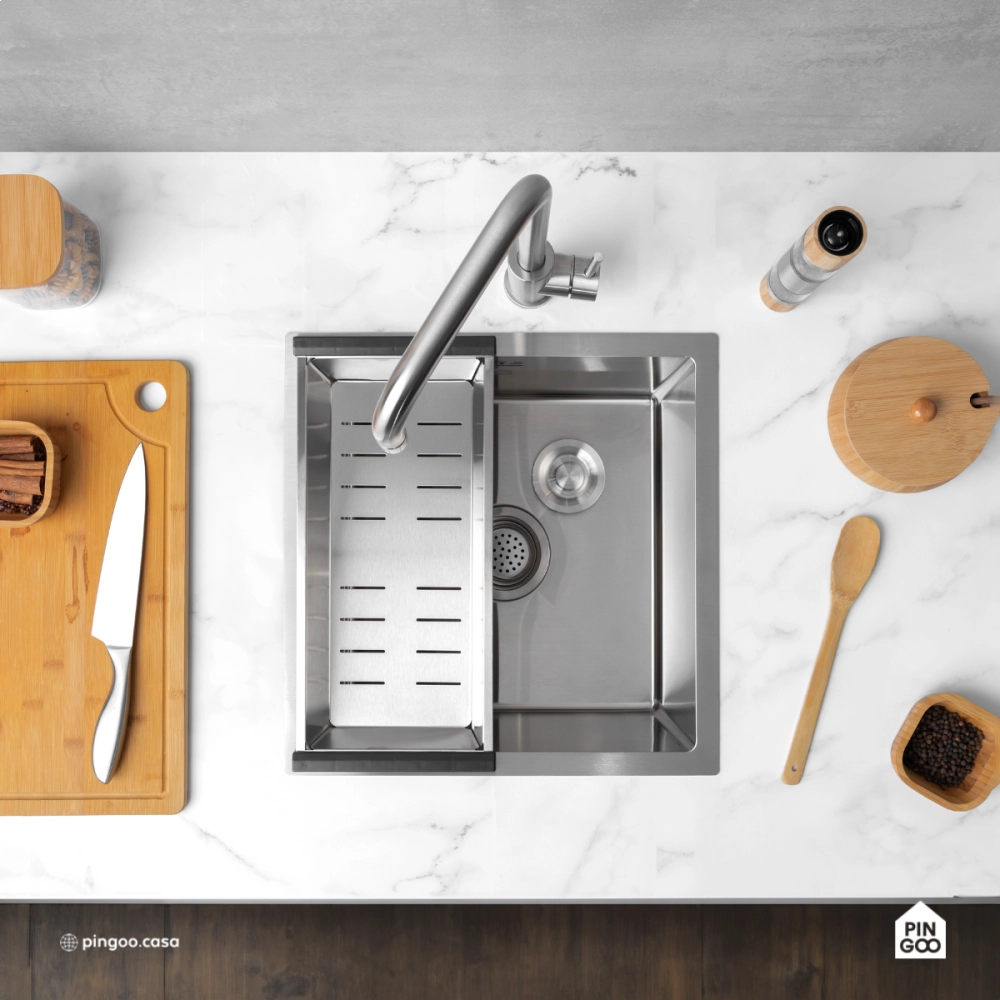 Cuba Gourmet para Cozinha Aço Inox 304 44x44cm Terena Prata