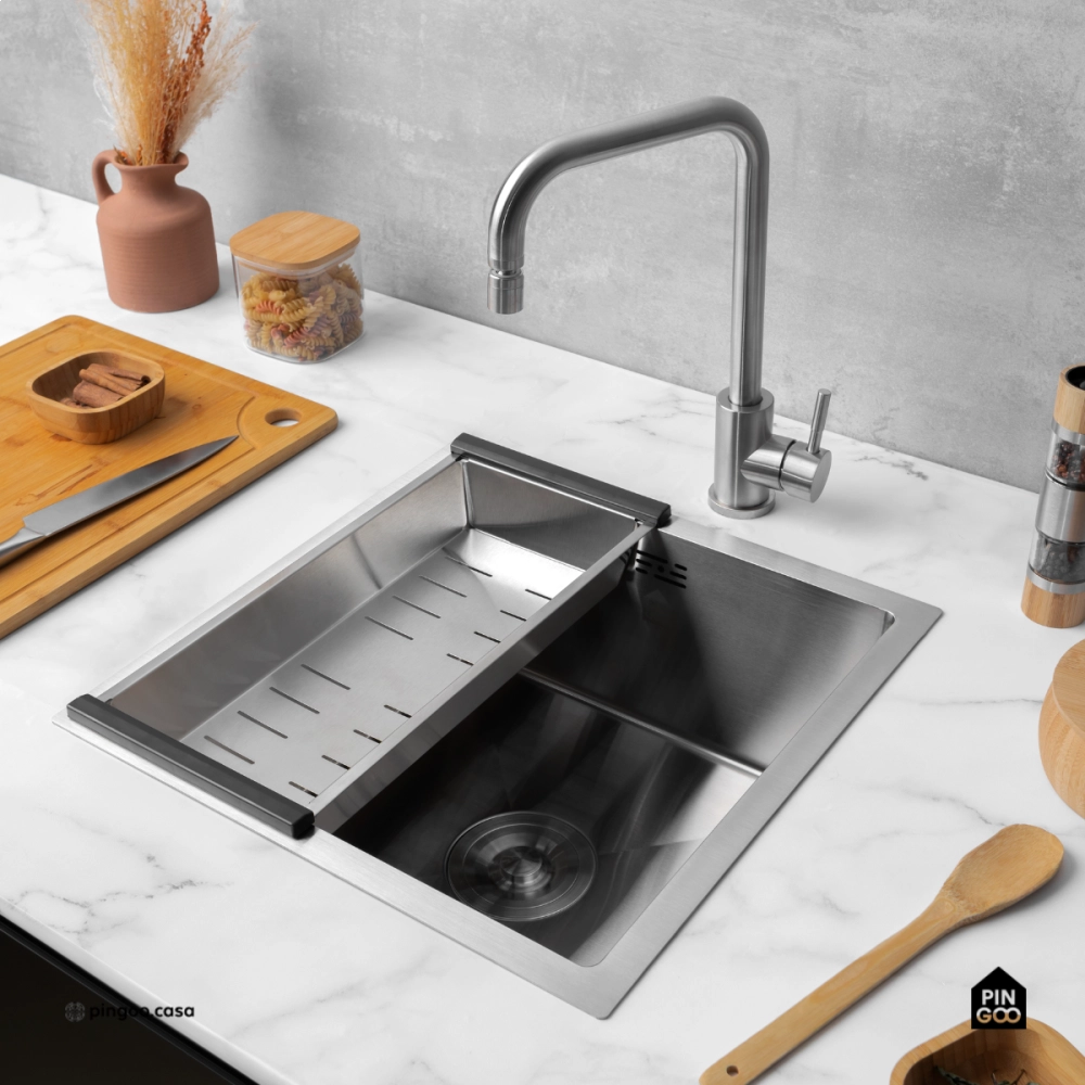 Cuba Gourmet para Cozinha Aço Inox 304 44x44cm Terena Prata