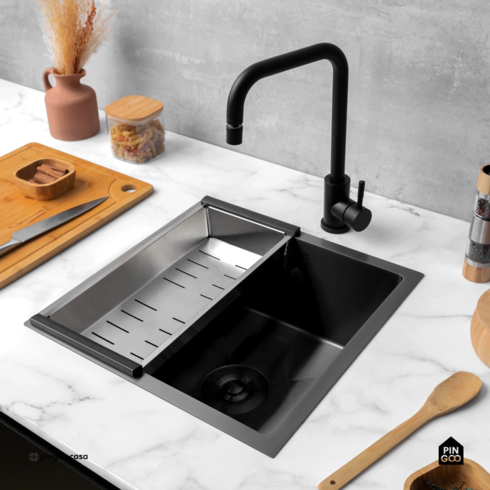 Cuba Gourmet para Cozinha Aço Inox 304 44x44cm Terena Preto