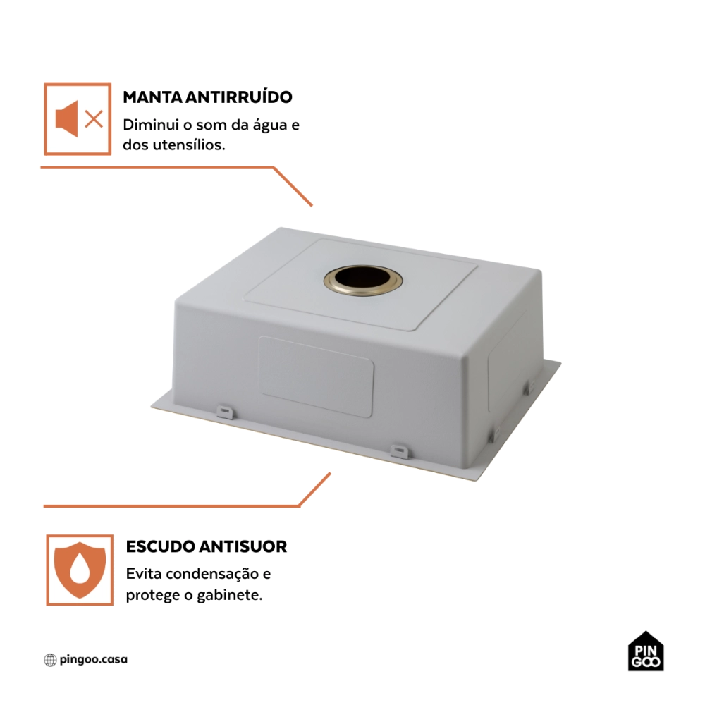 Cuba Gourmet para Cozinha Aço Inox 304 58x45cm Terena Dourado Cuba Gourmet para Cozinha Aço Inox 304 58x45cm Terena Dourado