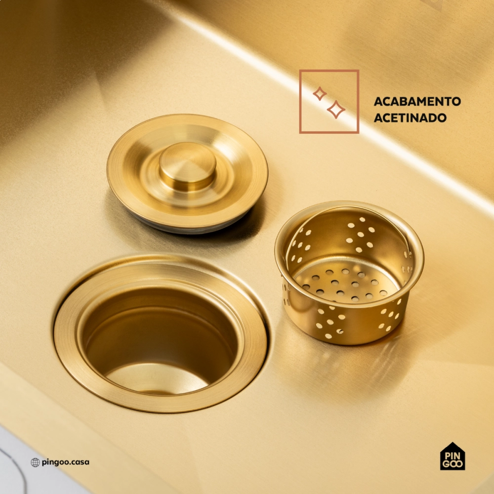Cuba Gourmet para Cozinha Aço Inox 304 58x45cm Terena Dourado Cuba Gourmet para Cozinha Aço Inox 304 58x45cm Terena Dourado