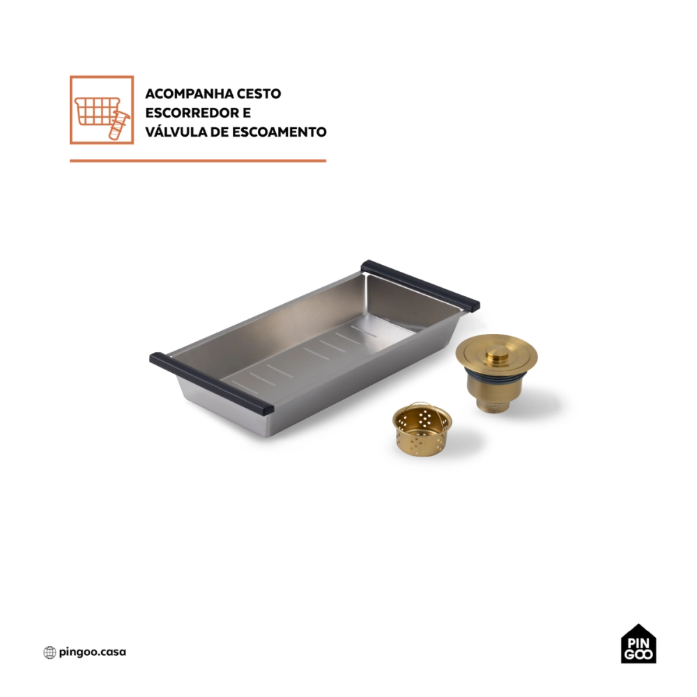 Cuba Gourmet para Cozinha Aço Inox 304 58x45cm Terena Dourado Cuba Gourmet para Cozinha Aço Inox 304 58x45cm Terena Dourado