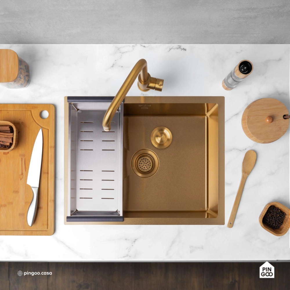 Cuba Gourmet para Cozinha Aço Inox 304 58x45cm Terena Dourado Cuba Gourmet para Cozinha Aço Inox 304 58x45cm Terena Dourado