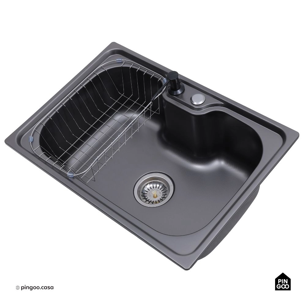 Cuba Gourmet para Cozinha com Acessórios Aço Inox 201 Texturizado 42x60cm Preto Carajás
