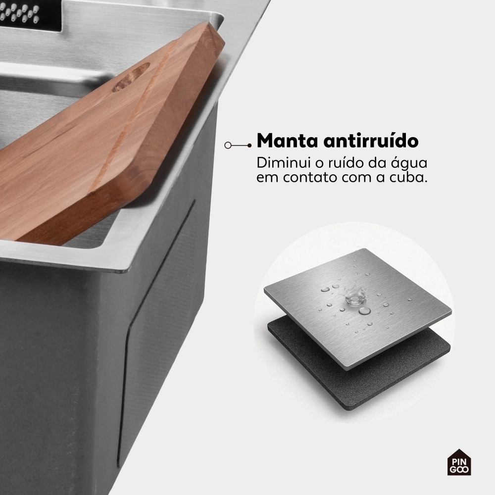 Cuba Gourmet para Cozinha com Acessórios Workstation e Torneira Maranguá Pingoo.casa - Prata