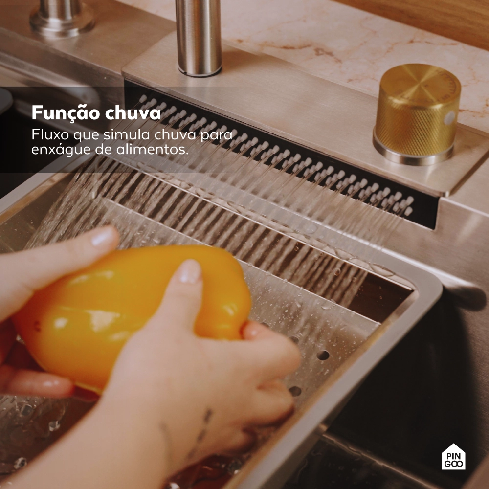 Cuba Gourmet para Cozinha com Acessórios Workstation e Torneira Maranguá Pingoo.casa - Prata