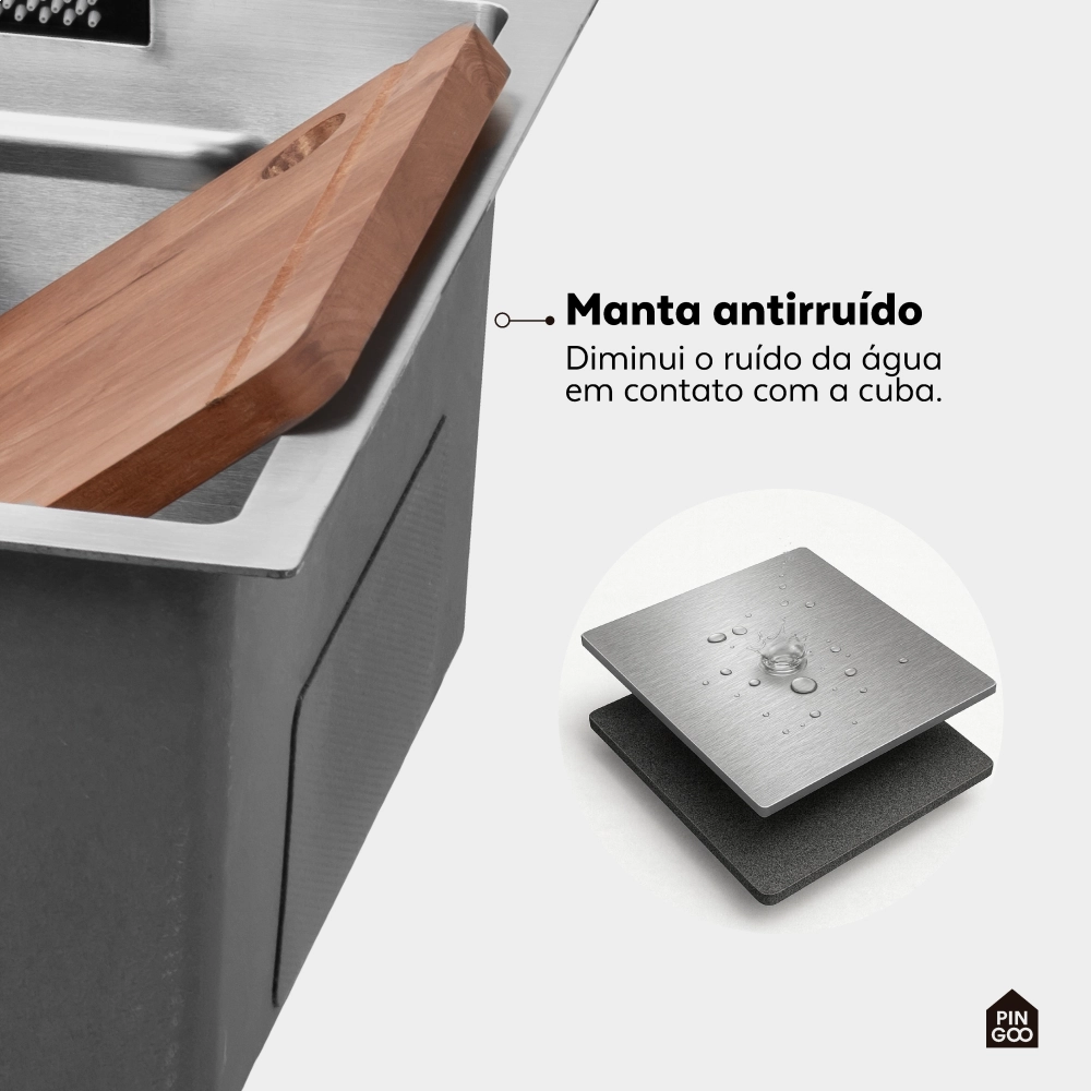 Cuba Gourmet para Cozinha com Acessórios Workstation e Torneira Maranguá Pingoo.casa - Prata