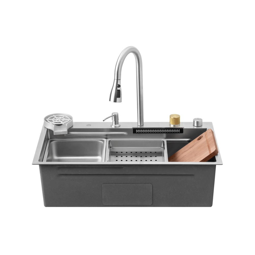 Cuba Gourmet para Cozinha com Acessórios Workstation e Torneira Maranguá Pingoo.casa - Prata
