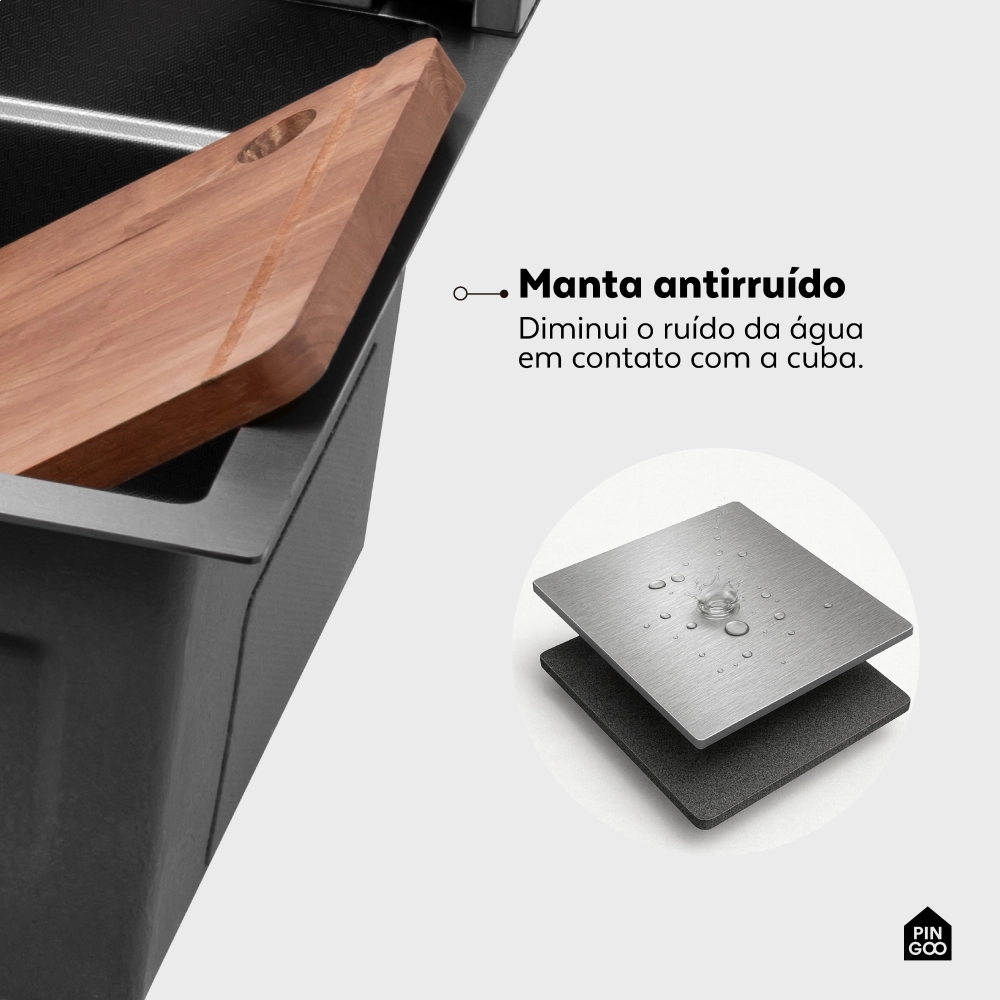 Cuba Gourmet para Cozinha com Acessórios Workstation e Torneira Maué Pingoo.casa - Preto