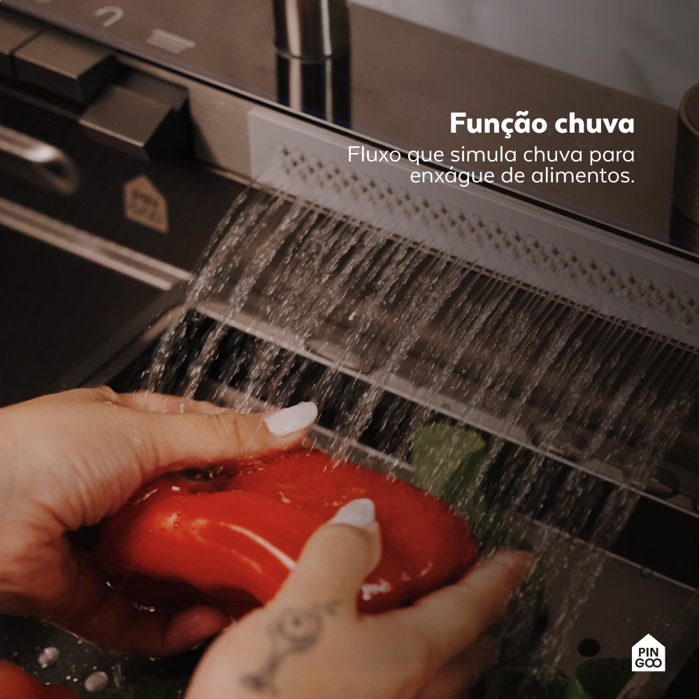 Cuba Gourmet para Cozinha com Acessórios Workstation e Torneira Maué Pingoo.casa - Preto
