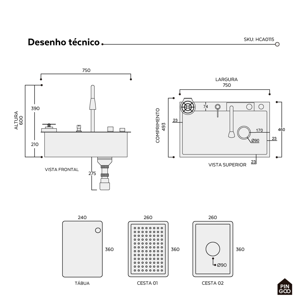 Cuba Gourmet para Cozinha com Acessórios Workstation Maranguá Pingoo.casa - Preto