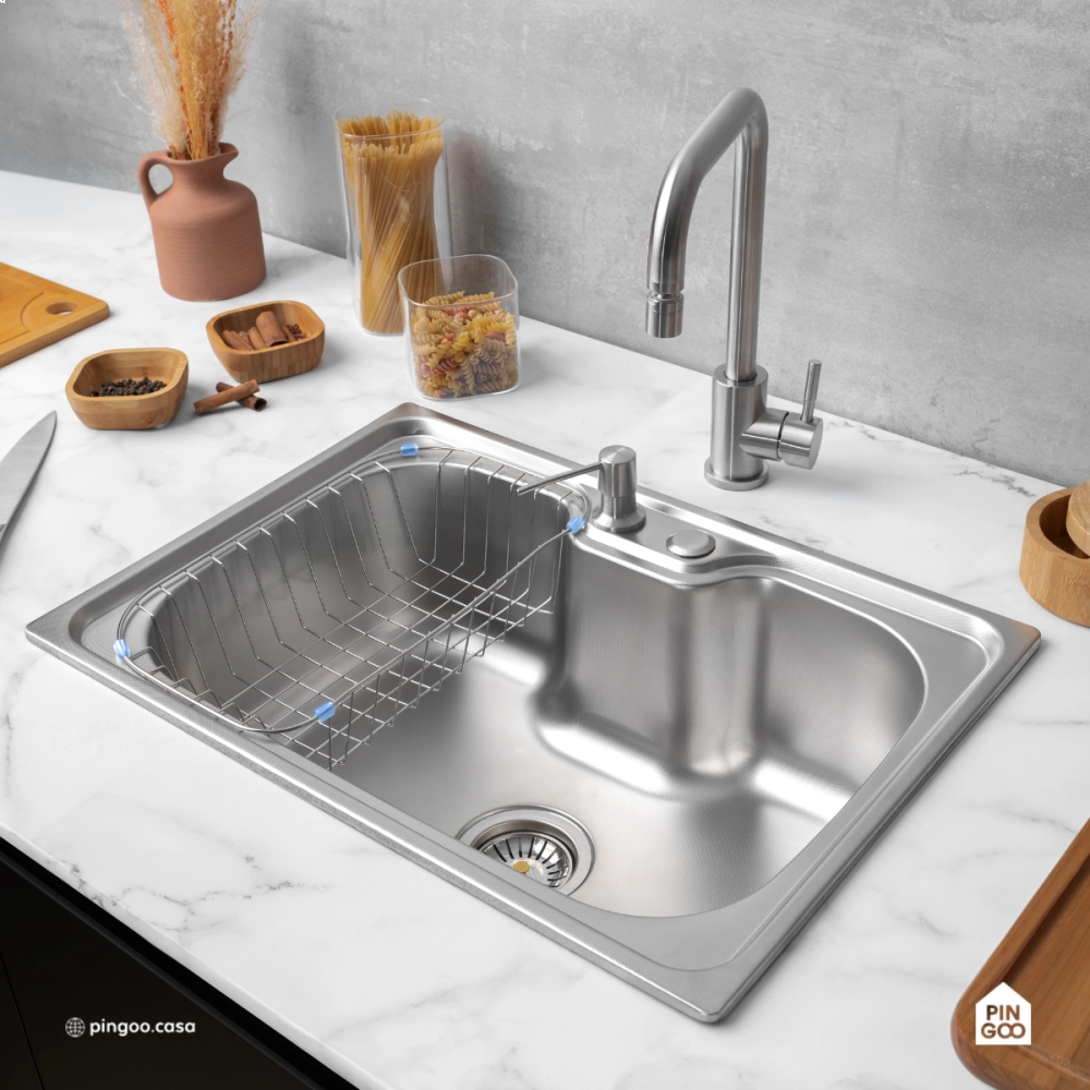 Cuba Gourmet para Cozinha com Acessórios Aço Inox 201 Texturizado 42x60cm Prata Carajás
