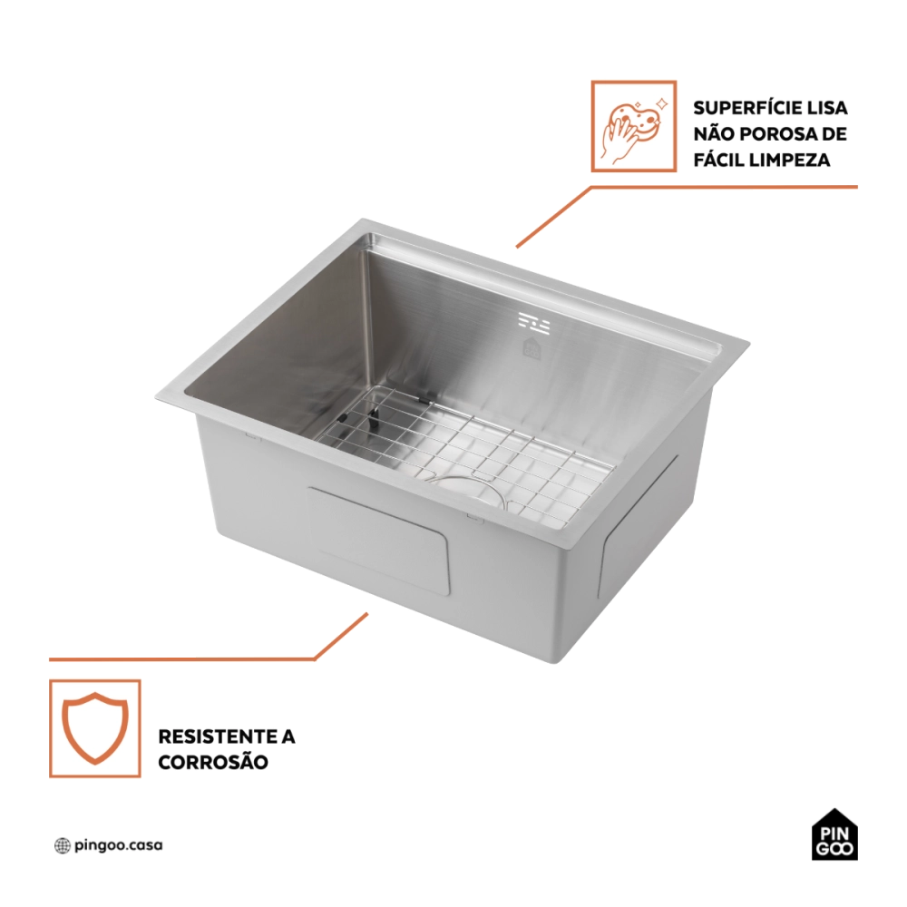 Cuba Gourmet para Cozinha com Acessórios Aço Inox 304 58x48cm Workstation Aruá Prata