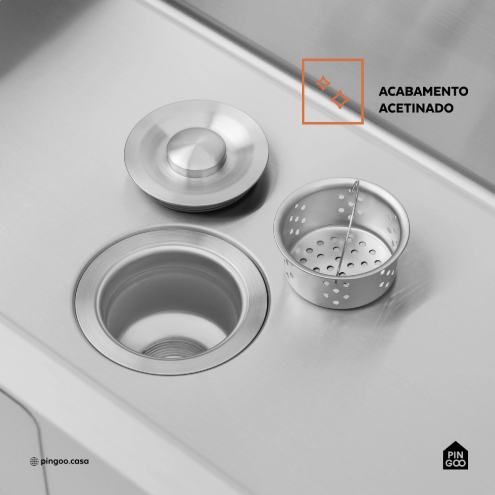Cuba Gourmet para Cozinha com Acessórios Aço Inox 304 58x48cm Workstation Aruá Prata
