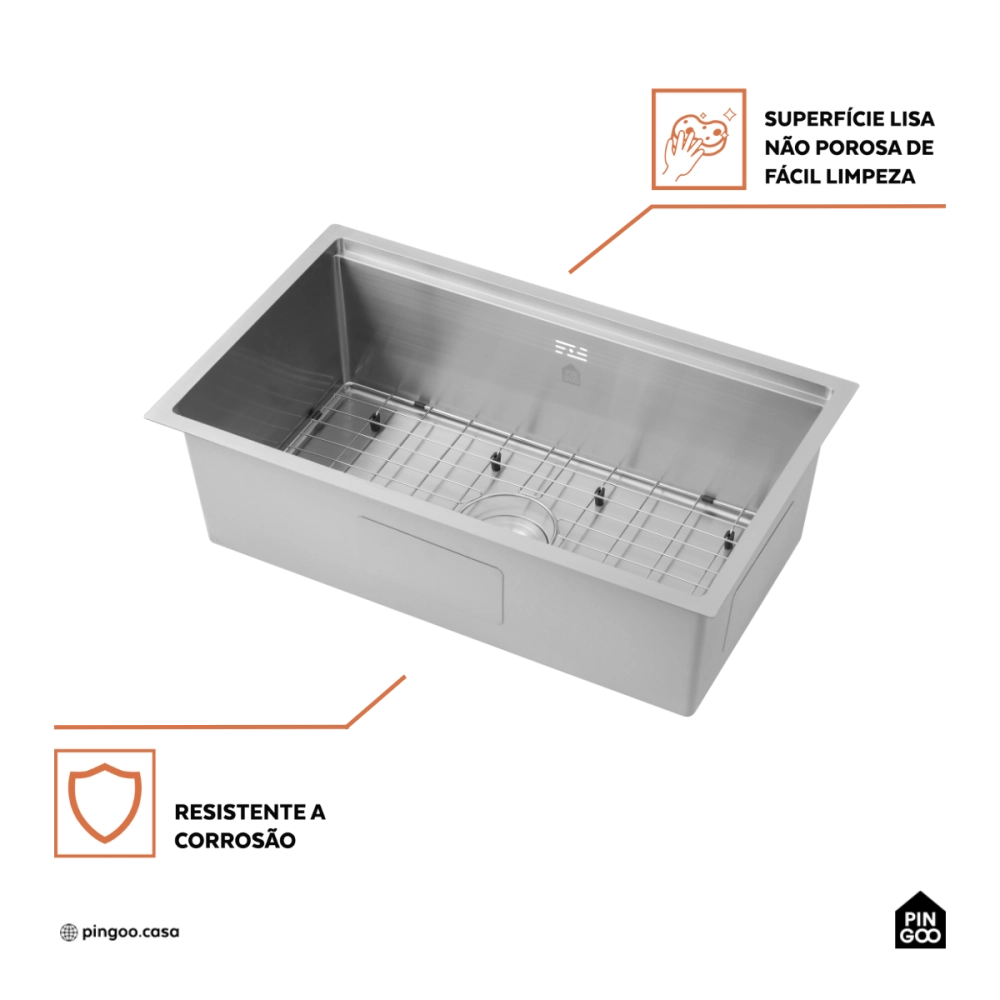 Cuba Gourmet para Cozinha com Acessórios Aço Inox 304 76x45cm Workstation Jarauara Prata Cuba Gourmet para Cozinha com Acessórios Aço Inox 304 76x45cm Workstation Jarauara Prata