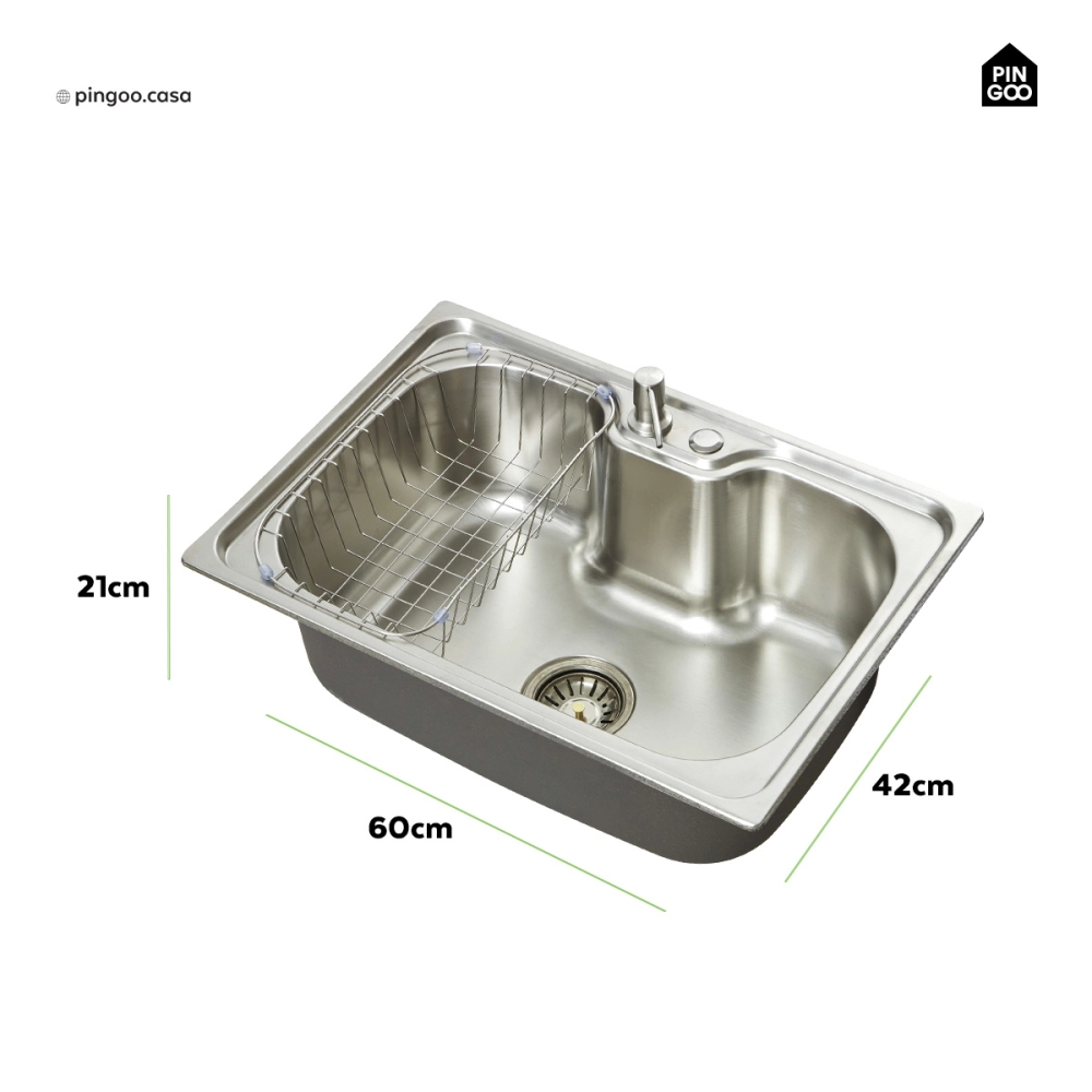 Cuba para Cozinha Gourmet Pia Aço Inox 201 com Acessórios Carajás e Lixeira Prata