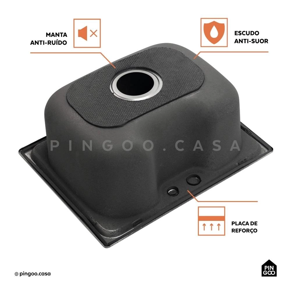 Cuba para Cozinha Inox Com Acessórios Carajás E Torneira Monocomando Extensível Muru Pingoo.casa - Prata Escovado Cuba para Cozinha Inox Com Acessórios Carajás E Torneira Monocomando Extensível Muru Pingoo.casa - Prata Escovado
