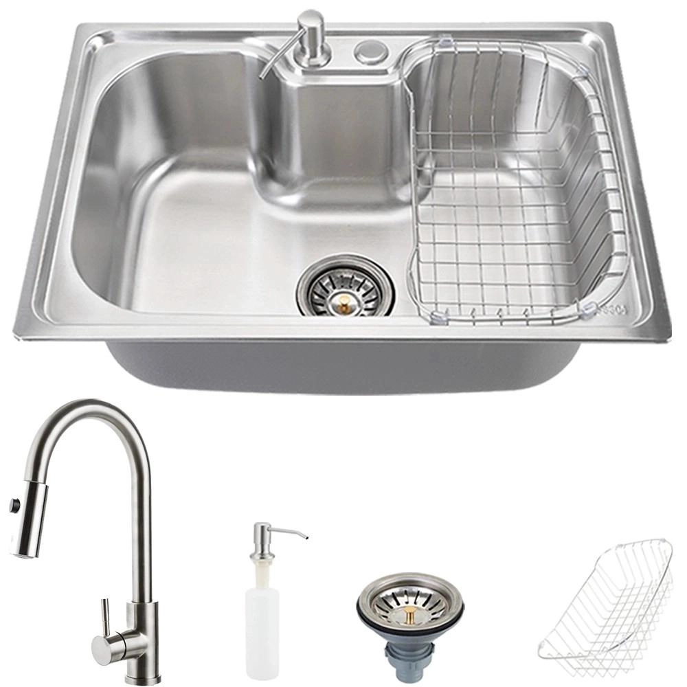 Cuba para Cozinha Inox Com Acessórios Carajás E Torneira Monocomando Extensível Muru Pingoo.casa - Prata Escovado Cuba para Cozinha Inox Com Acessórios Carajás E Torneira Monocomando Extensível Muru Pingoo.casa - Prata Escovado