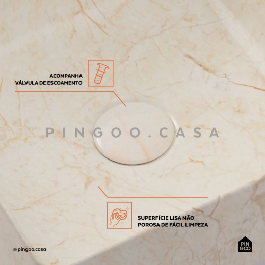 Cuba de Apoio Slim Quadrada para Banheiro Louça Cerâmica 31,5x31cm Crisoprásio Marmorizado Gold