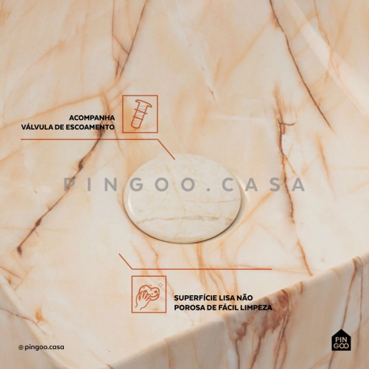Cuba de Apoio Slim Quadrada para Banheiro Louça Cerâmica 31,5x31cm Crisoprásio Marmorizado Rose