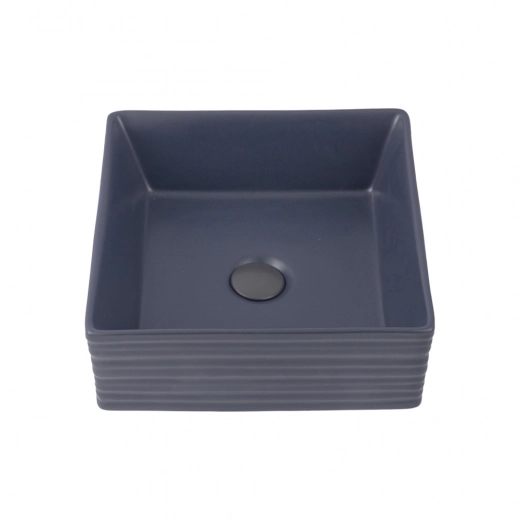 Cuba de Apoio Slim Quadrada para Banheiro Louça Cerâmica 38x37,5cm Larimar Cinza Fosco
