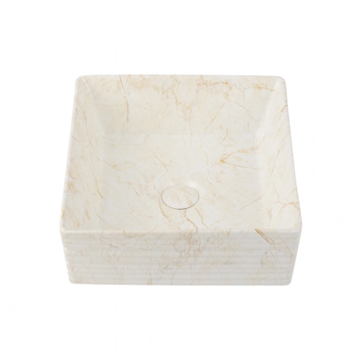 Cuba de Apoio Slim Quadrada para Banheiro Louça Cerâmica 38x37,5cm Larimar Marmorizado Gold