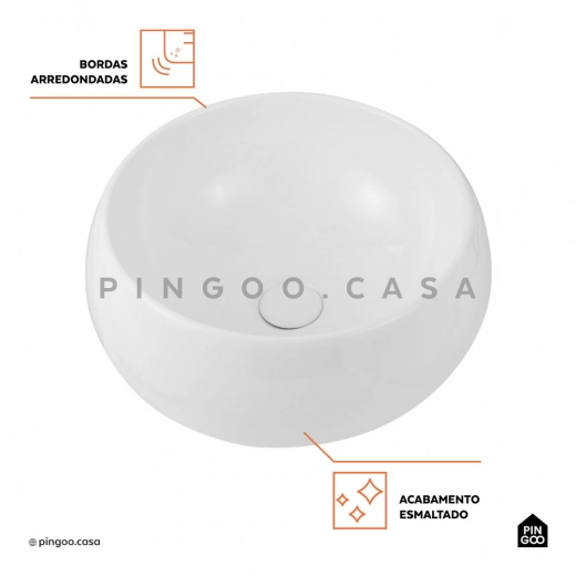 Cuba de Apoio Redonda para Banheiro Louça Cerâmica 41cm Morganita Branco