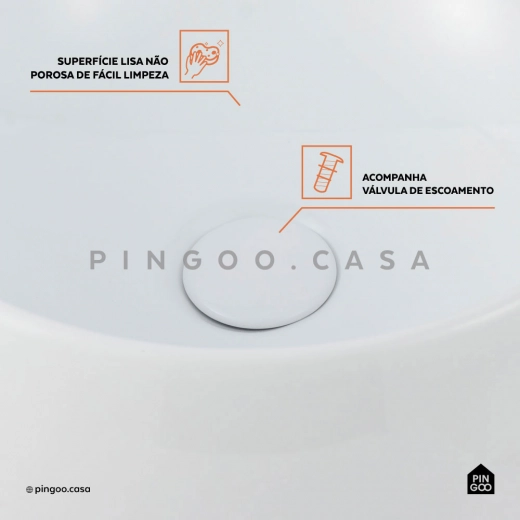 Cuba de Apoio Redonda para Banheiro Louça Cerâmica 41cm Morganita Branco