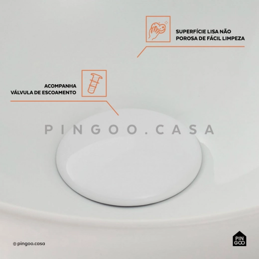 Cuba de Apoio para Banheiro Redonda Slim Louça Cerâmica 28,5 cm Calcedônia Branco
