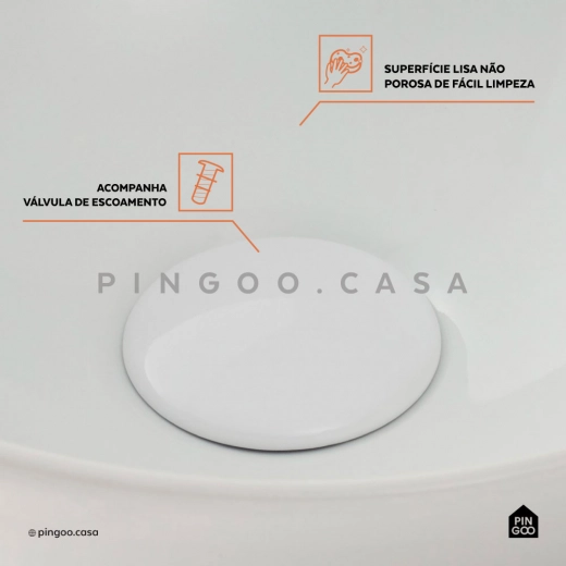 Cuba de Apoio Redonda Slim para Banheiro Louça Cerâmica 28,5cm Calcedônia Branco