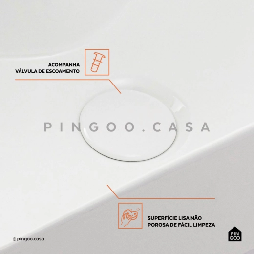 Cuba de Apoio para Banheiro Retangular Slim Louça Cerâmica 40 cm Cornalina Branco