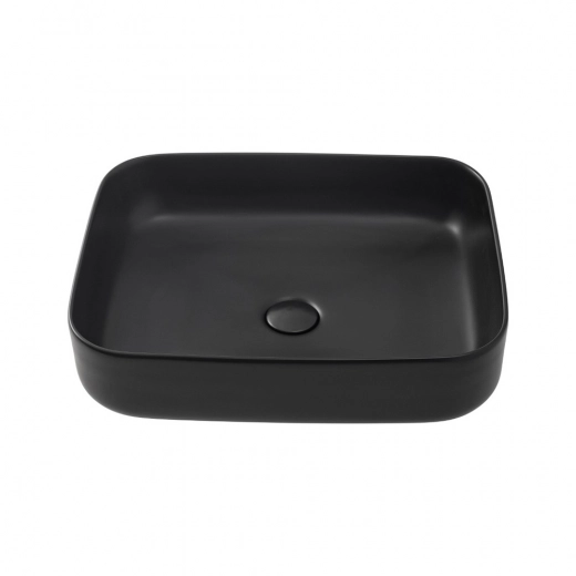 Cuba de Apoio Slim Retangular para Banheiro Louça Cerâmica 50,5x39,5cm Fluorita Preto Fosco