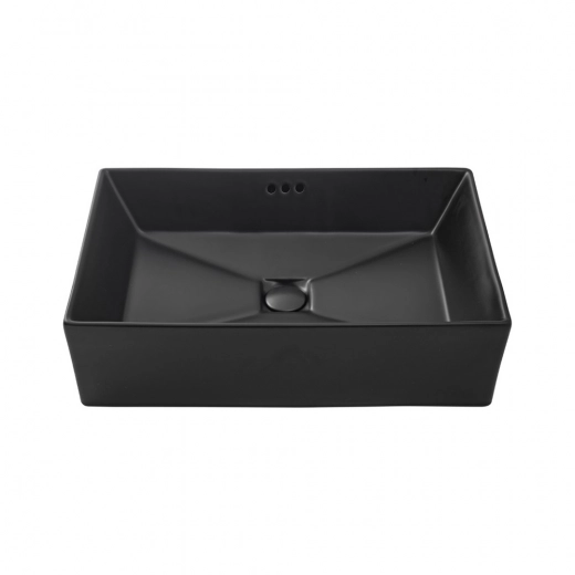 Cuba de Apoio Slim Retangular para Banheiro Louça Cerâmica 60x37,5cm Lolita Preto Fosco