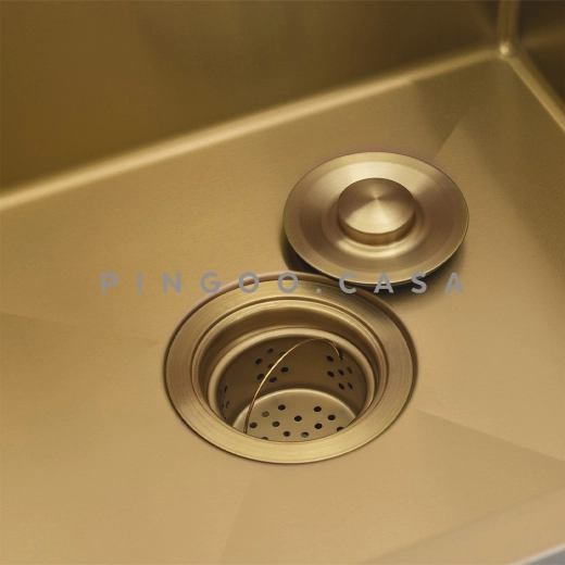 Cuba Dupla para Cozinha Gourmet Aço Inox 304 Tukano 86x44 cm Dourado