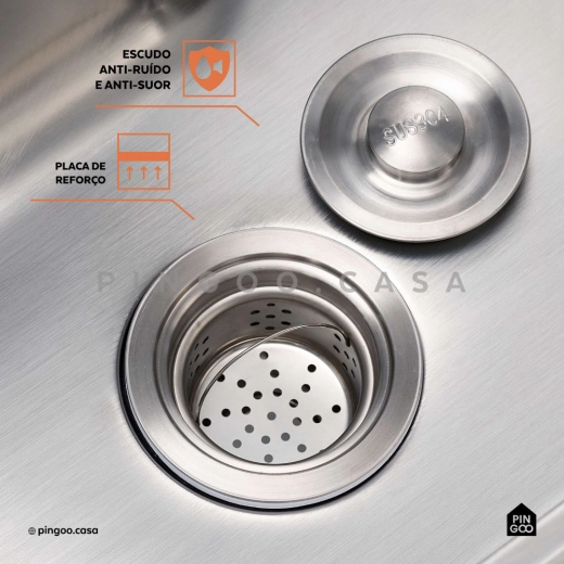 Cuba Gourmet para Cozinha Aço Inox 304 50x40cm Jaraqui Prata