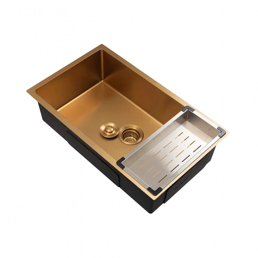 Cuba Gourmet para Cozinha Aço Inox 304 74x44cm Terena Dourado