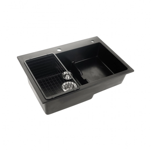Cuba Gourmet para Cozinha com Escorredor Quartzo 68x46cm Aruak Preto