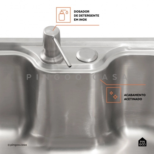 Cuba Gourmet para Cozinha com Acessórios Aço Inox 201 60x42cm Carajás Prata