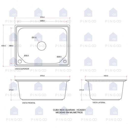 Cuba para Cozinha Gourmet Pia Aço Inox 201 Com Acessórios Guarani Prata