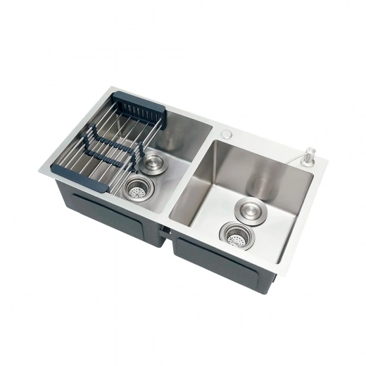Cuba Dupla Gourmet para Cozinha Aço Inox 304 78x43cm Awá Prata