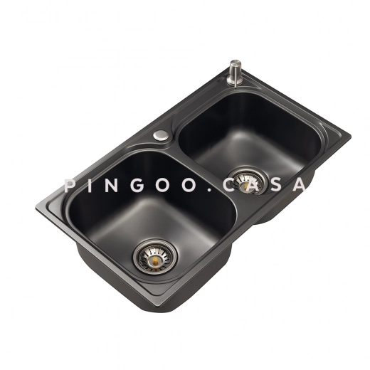 Cuba Dupla Gourmet para Cozinha Aço Inox 201 68x39cm Ticunas Preto