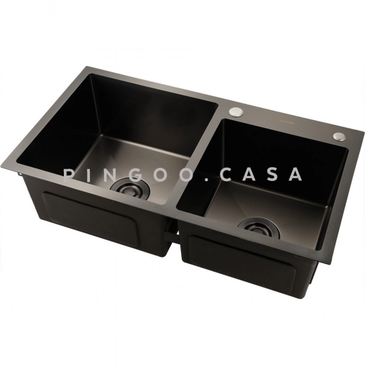 Cuba Dupla Gourmet para Cozinha Aço Inox 304 78x43cm Awá Preto