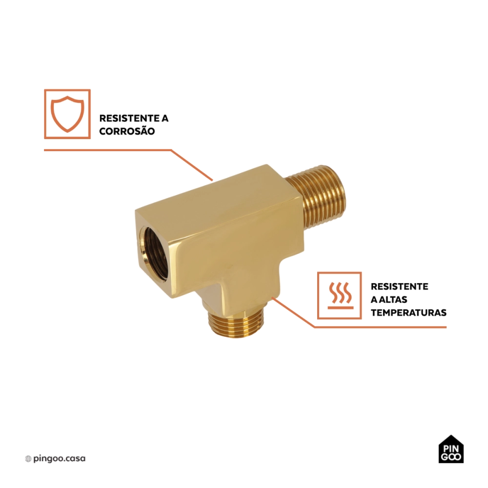 Desviador Para Chuveiro Mundaú Pingoo.Casa - Dourado