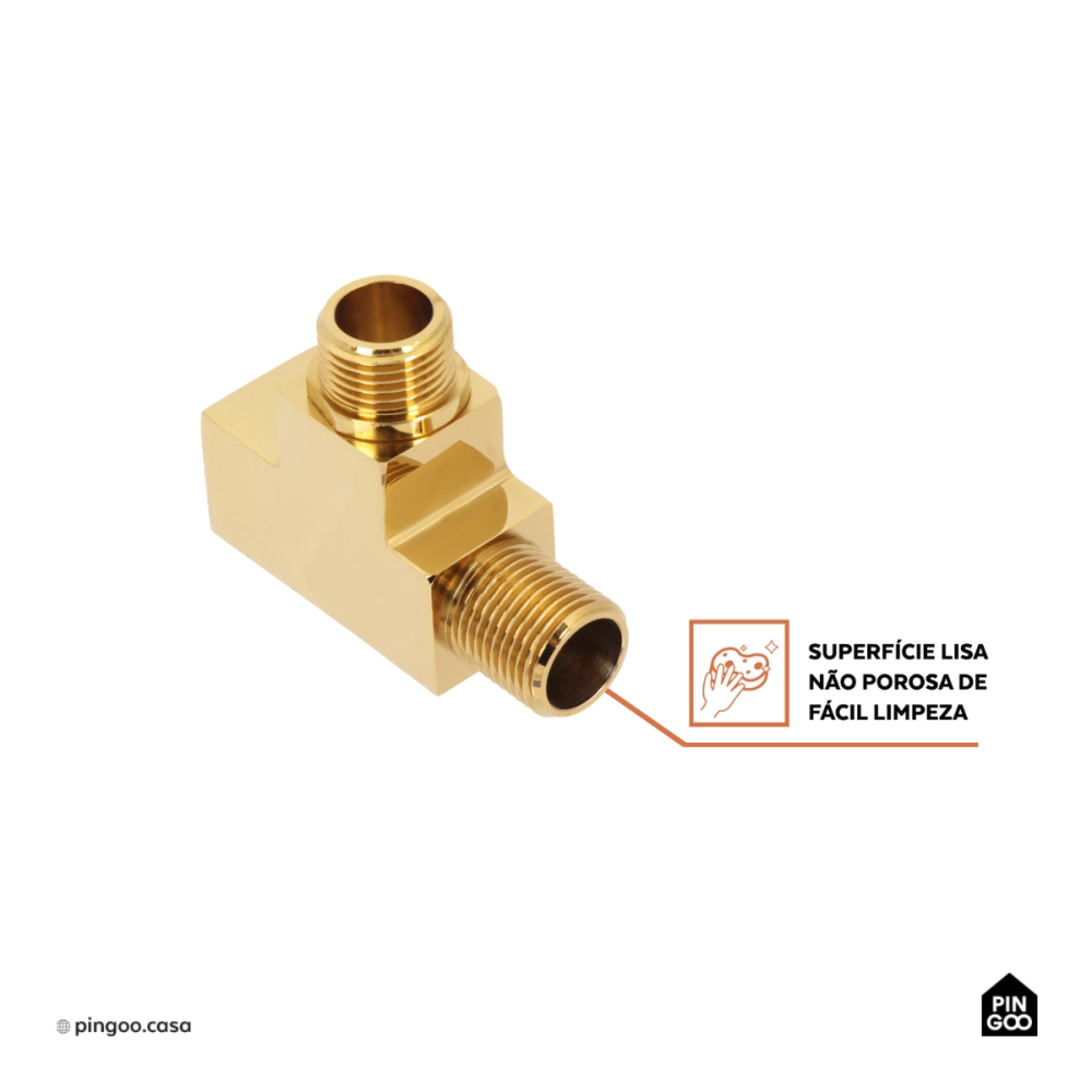 Desviador Para Chuveiro Mundaú Pingoo.Casa - Dourado