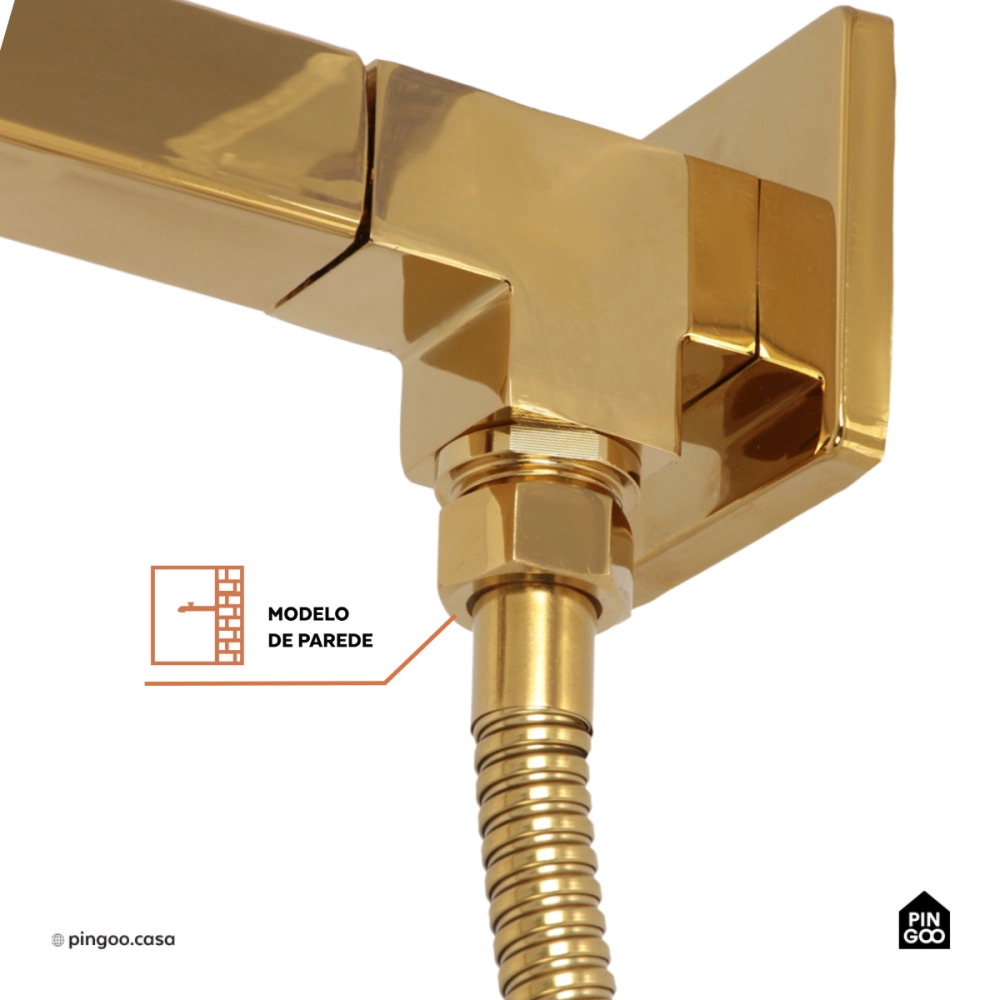 Desviador Para Chuveiro Mundaú Pingoo.Casa - Dourado